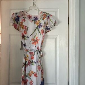 Eva Mendes for New York & Company Floral Midi Dress - White and Multicolor